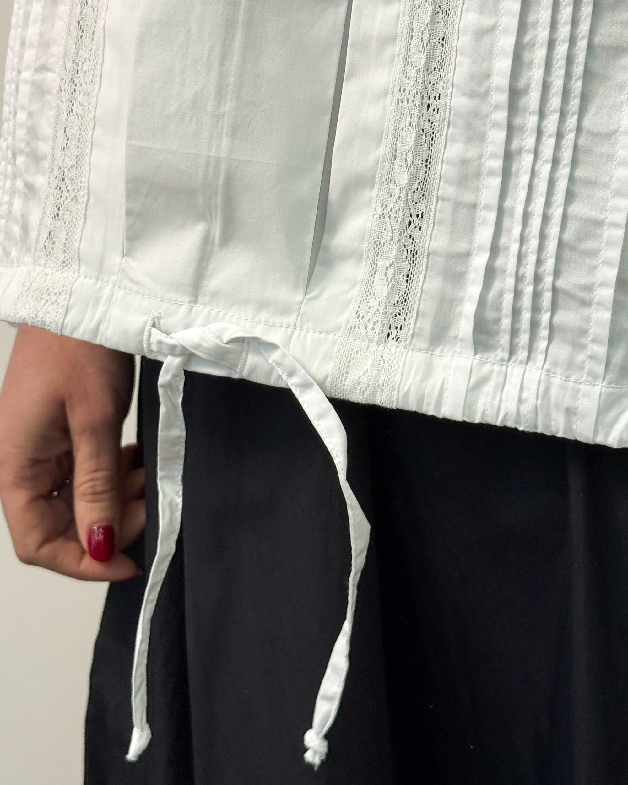 Blusa in Popeline di Cotone con Inserti in Pizzo - Bianco | ISABELLE BLANCHE PARIS