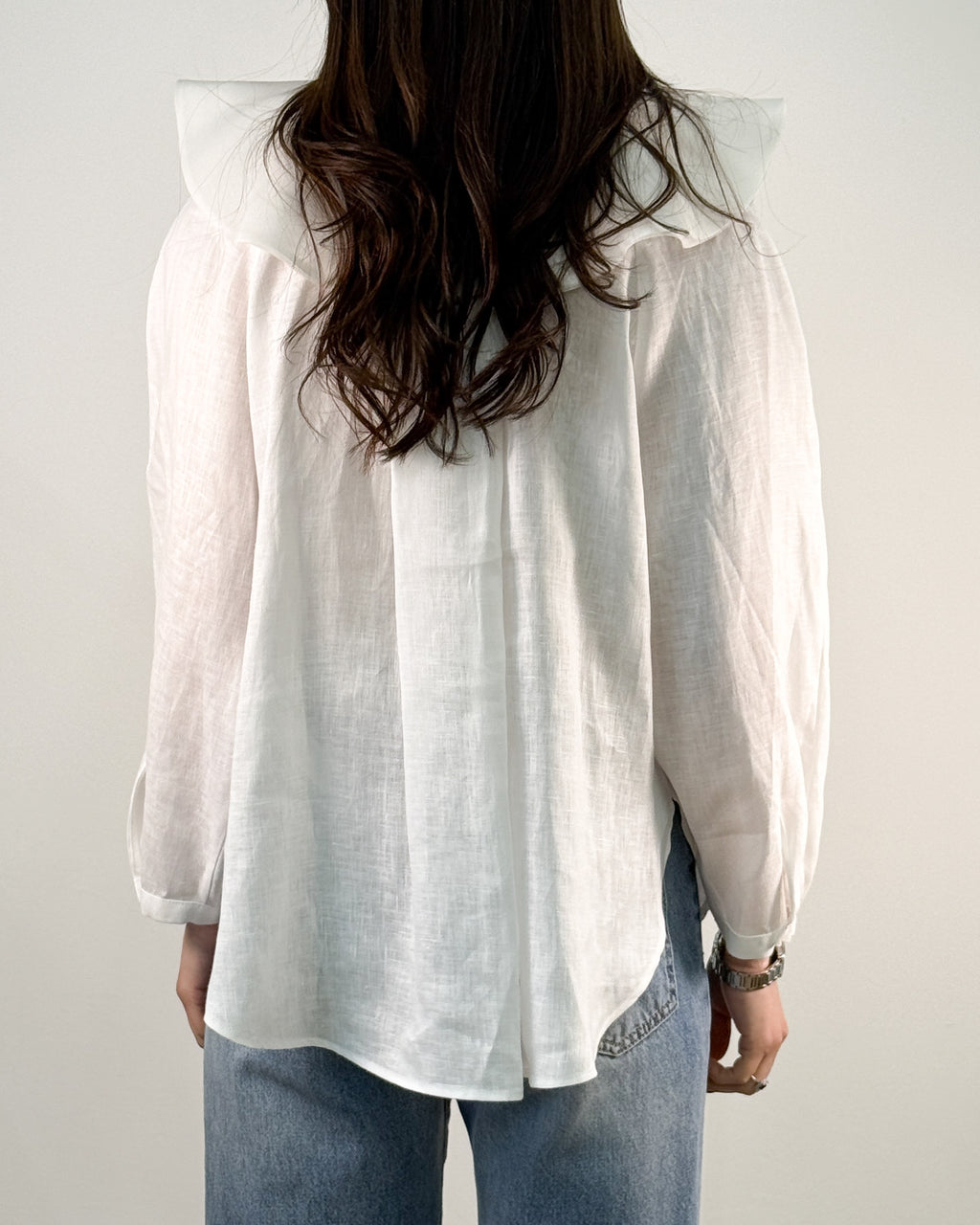 Camicia in Lino con Maxi Colletto a Petalo - Bianco | BEATRICE B.