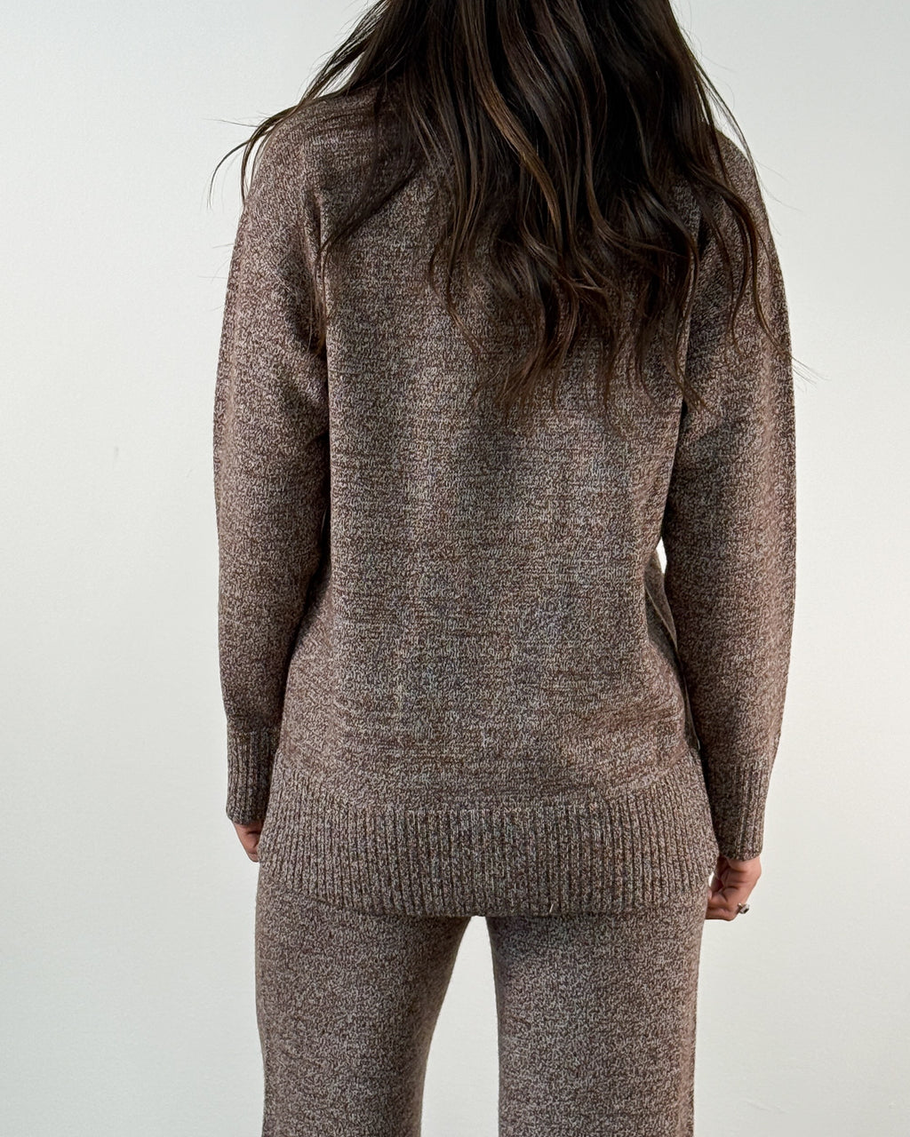 Cardigan in Pura Lana Merino con Tasche Applicate - Marrone Melange