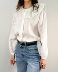 Camicia in Lino con Maxi Colletto a Petalo - Bianco | BEATRICE B.