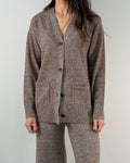 Cardigan in Pura Lana Merino con Tasche Applicate - Marrone Melange