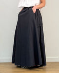 Gonna Lunga con Elastico in Vita e Coulisse - Nero | ISABELLE BLANCHE PARIS