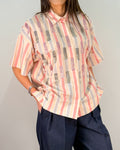 Camicia a Righe con Perline Tubetto e Manica a Kimono - Rosa Pesca | MEIMEIJ