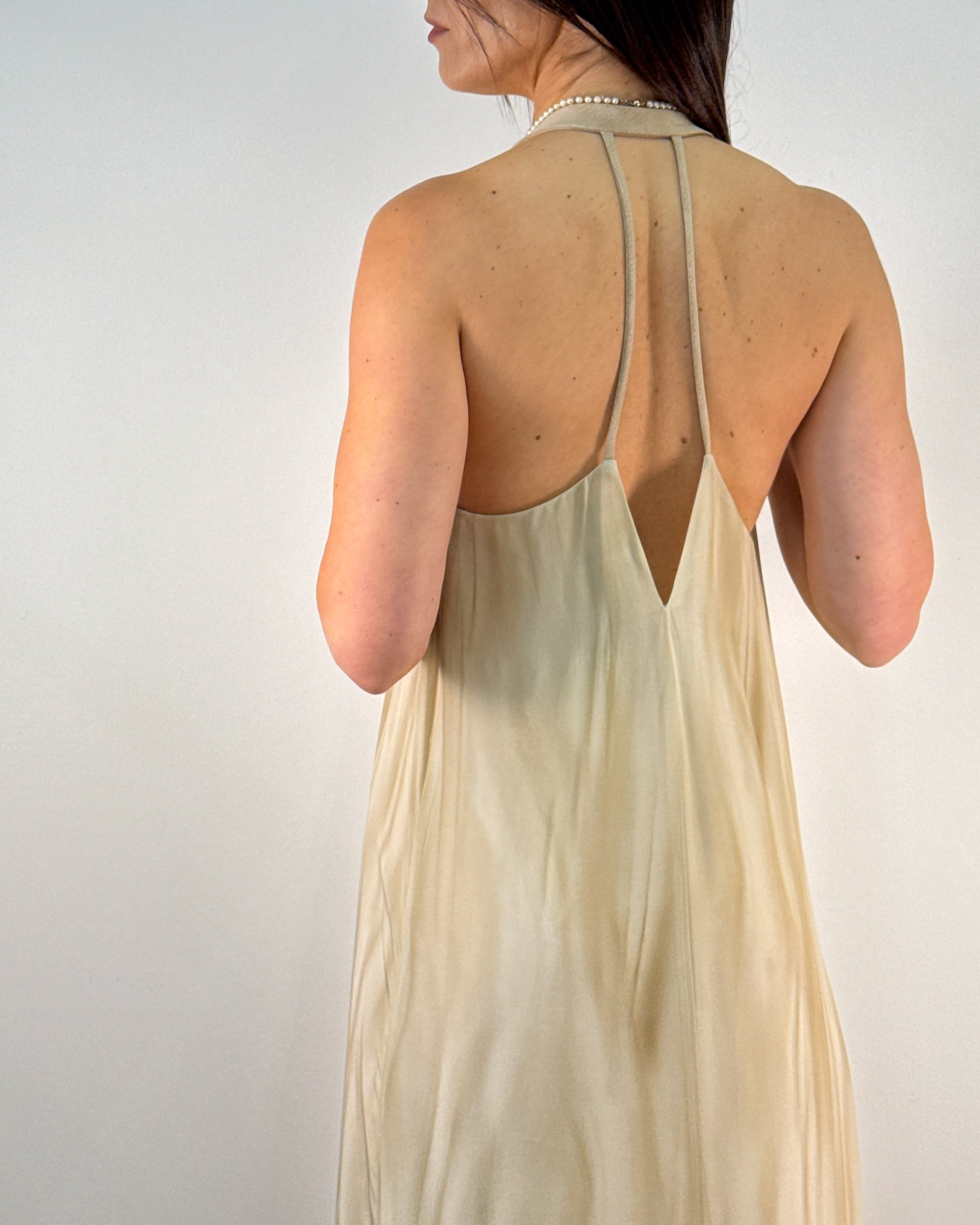 Abito Lungo Halter con Schiena Aperta - Champagne / Oro | RAME