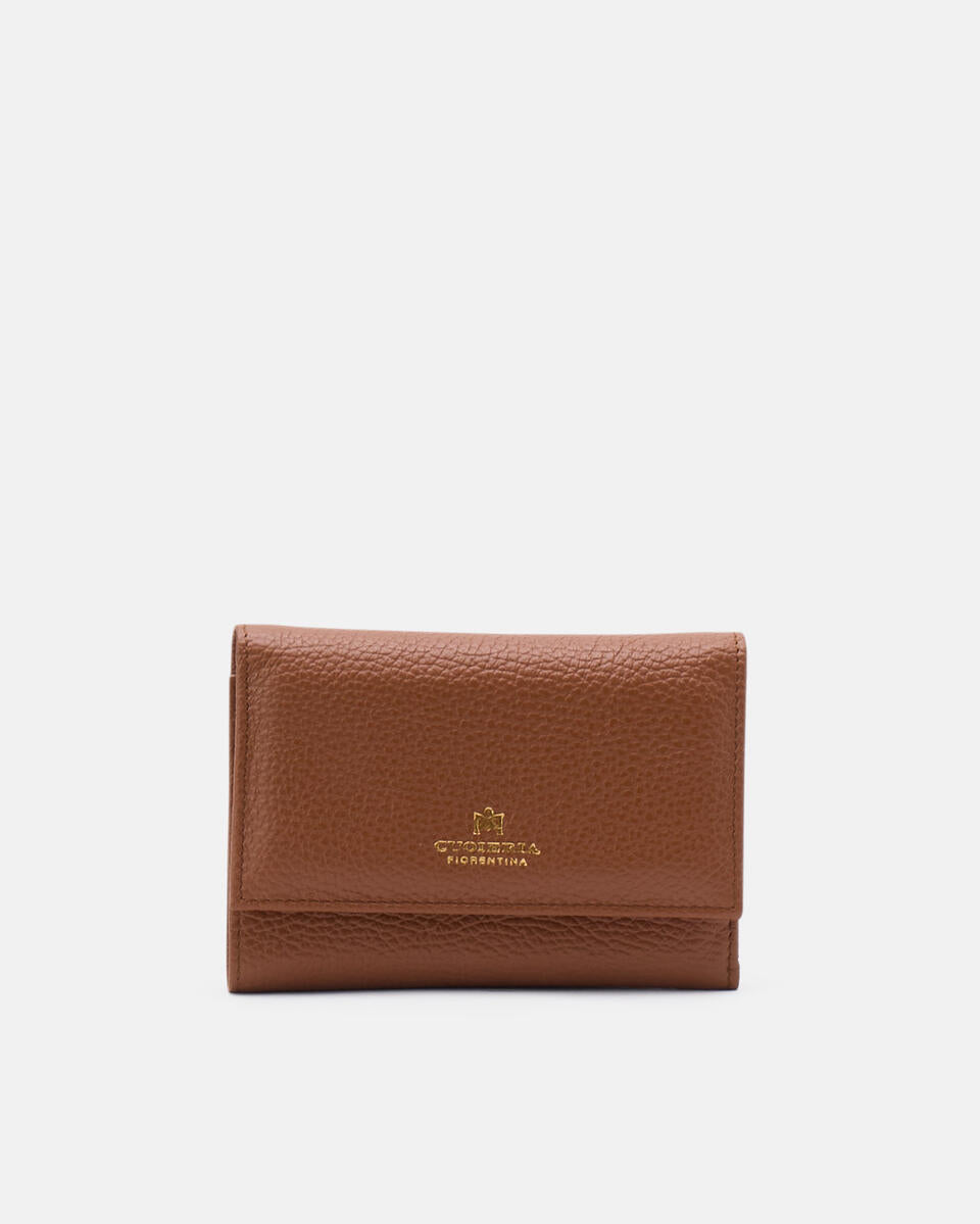 Portafoglio Velvet Bifold in Pelle Pieno Fiore - Caramel - Gold Boutique