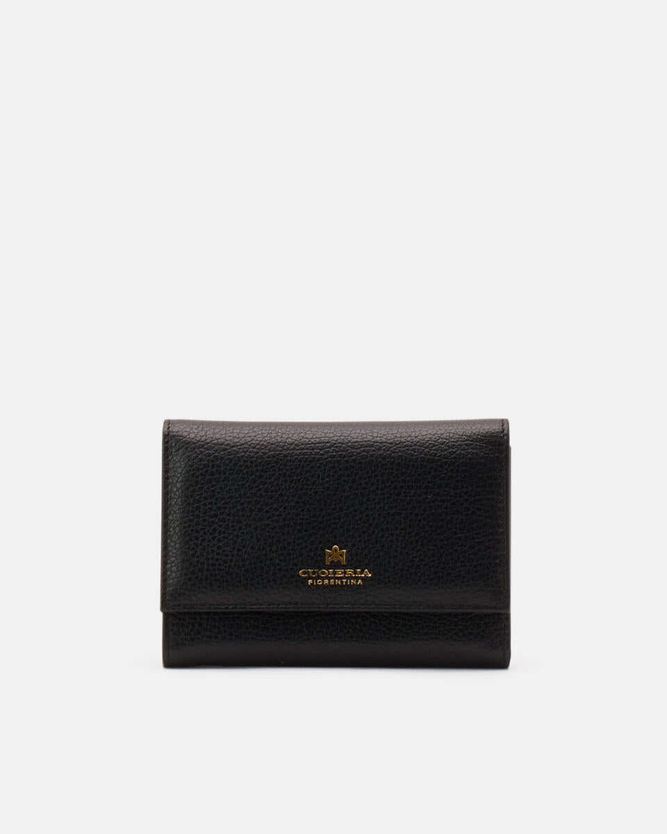 Portafoglio Velvet Bifold in Pelle Pieno Fiore - Nero - Gold Boutique