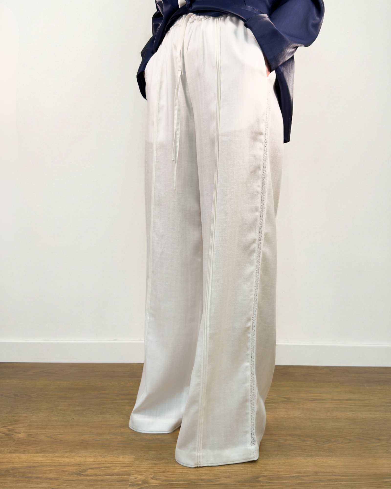 Pantalone in Lino e Viscosa - Bianco - Gold Boutique