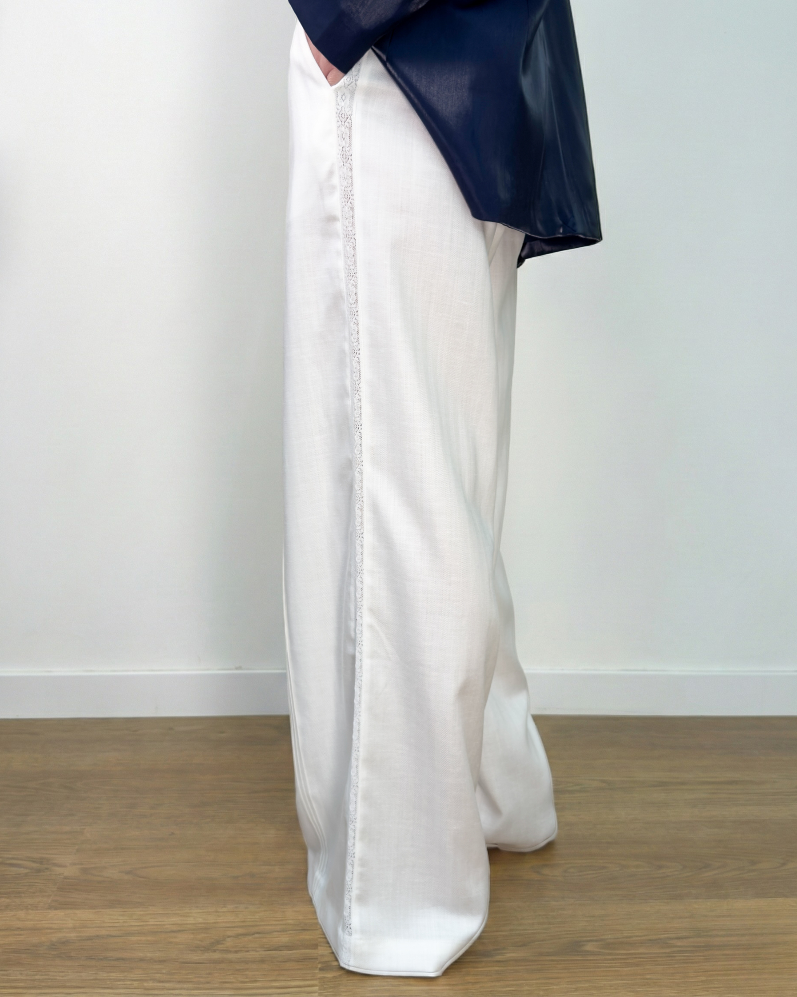Pantalone in Lino e Viscosa - Bianco - Gold Boutique