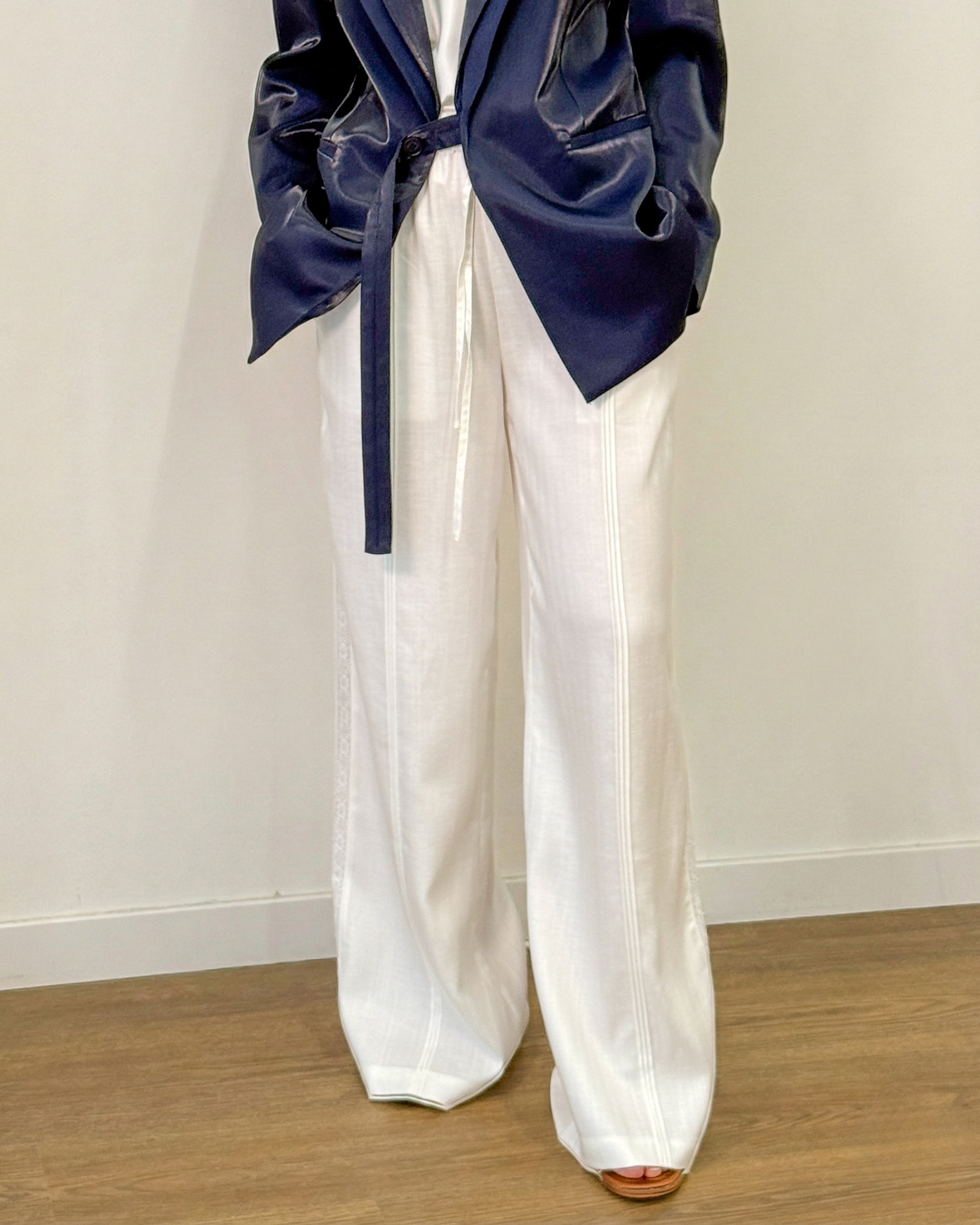 Pantalone in Lino e Viscosa - Bianco - Gold Boutique