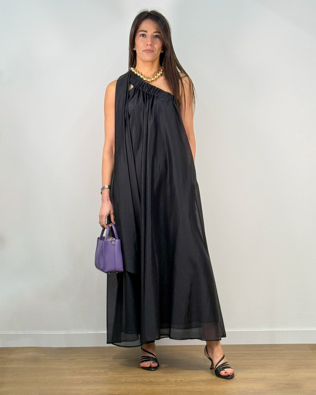 Abito Monospalla con Drappeggio Asimmetrico - Nero | MEIMEIJ