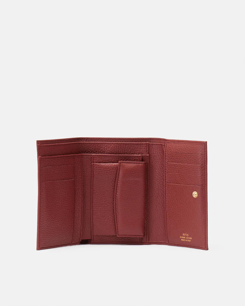 Portafoglio Velvet Bifold in Pelle Pieno Fiore - Rosewood - Gold Boutique