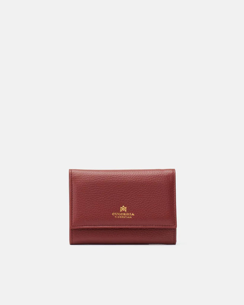 Portafoglio Velvet Bifold in Pelle Pieno Fiore - Rosewood - Gold Boutique