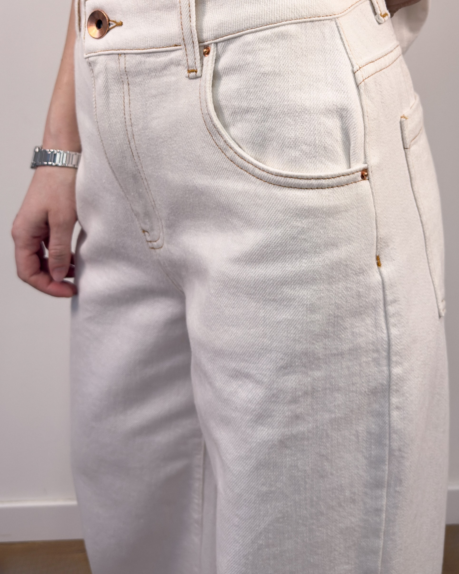 Pantalone Wide Leg in Puro Cotone Bianco - Gold Boutique