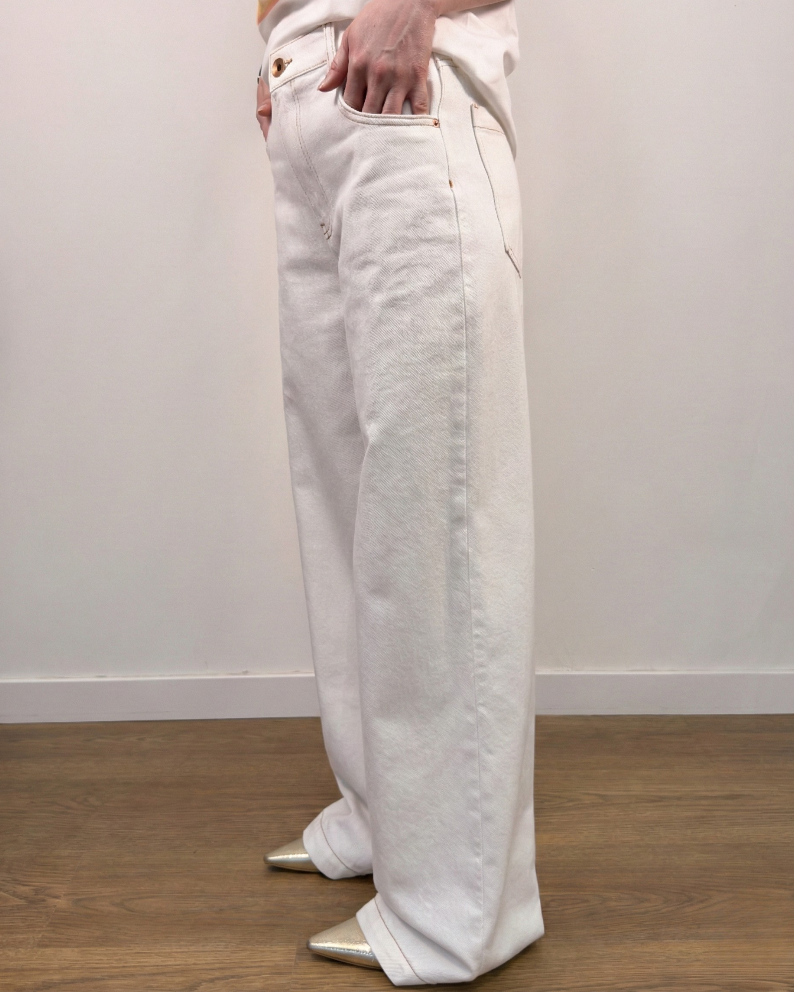 Pantalone Wide Leg in Puro Cotone Bianco - Gold Boutique