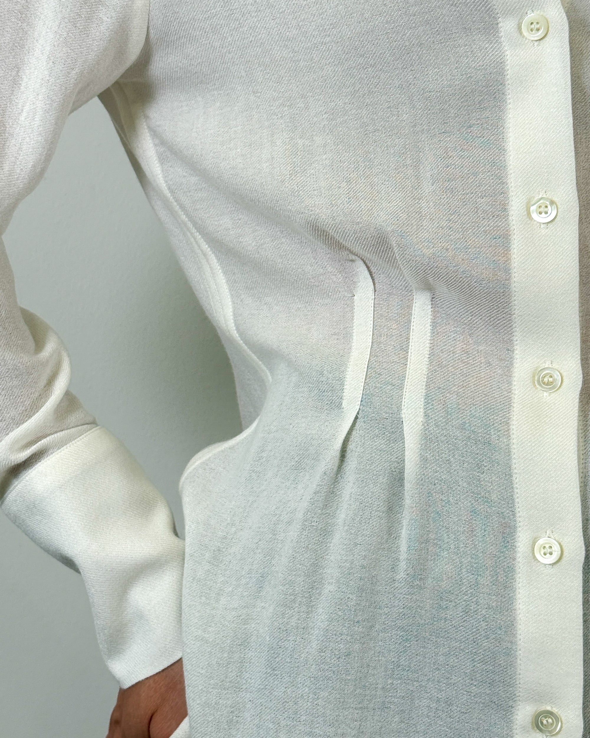 Camicia Sfiancata con Pinces in Viscosa e Lana - Bianco Panna | HANAMI D'OR