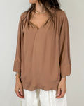 Blusa Fluida con Scollo Drappeggiato - Rosa antico | MeiMeiJ