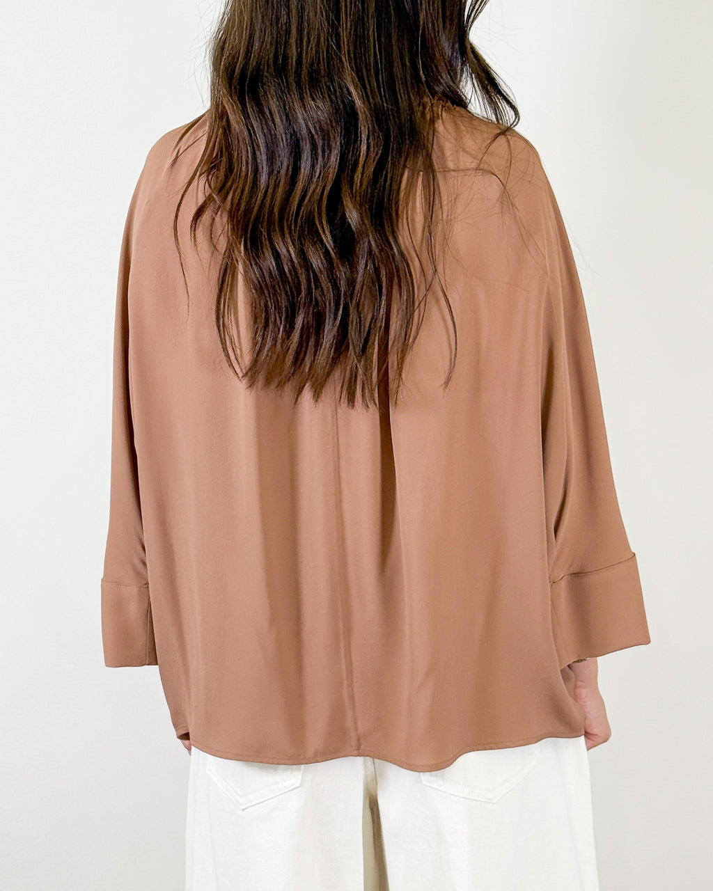 Blusa Fluida con Scollo Drappeggiato - Rosa antico | MeiMeiJ