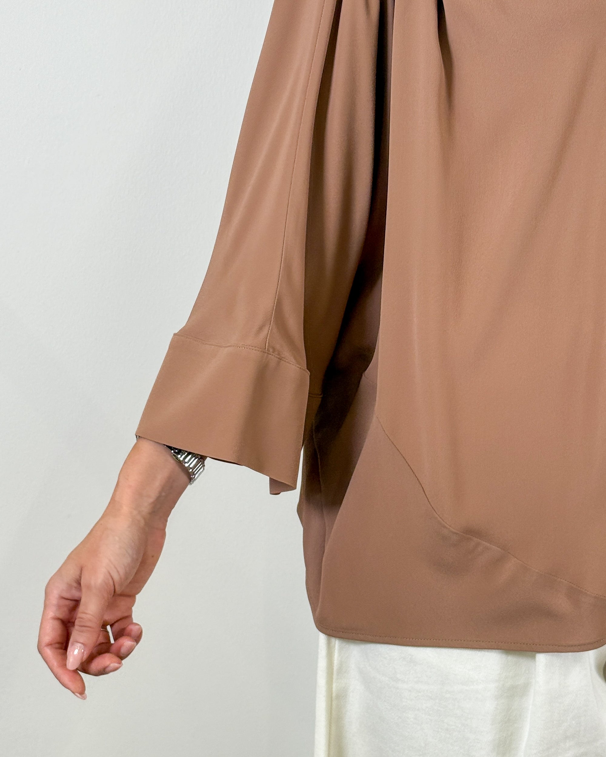 Blusa Fluida con Scollo Drappeggiato - Rosa antico | MeiMeiJ