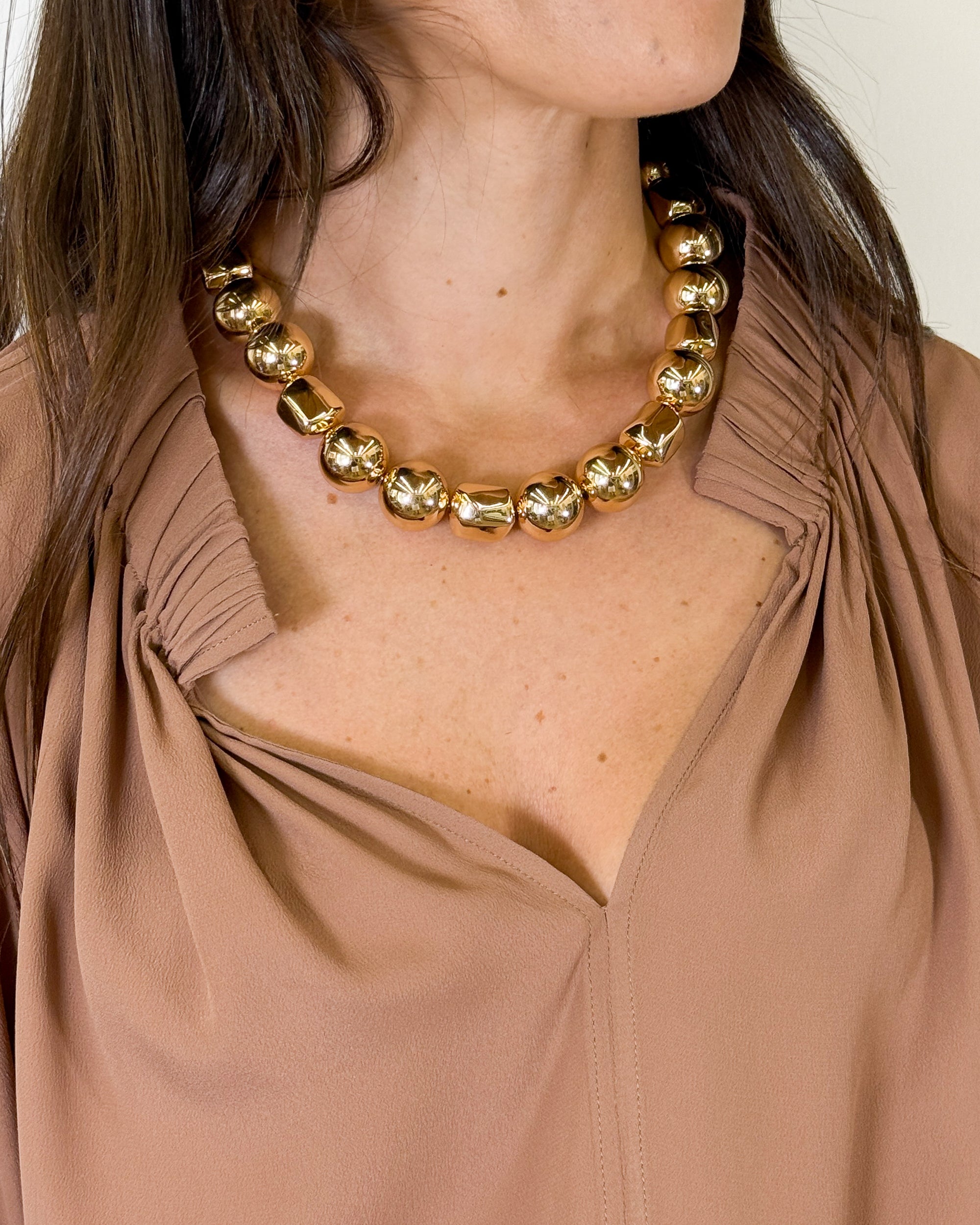 Collana Girocollo con Sfere e Poliedri - Oro | MEIMEIJ