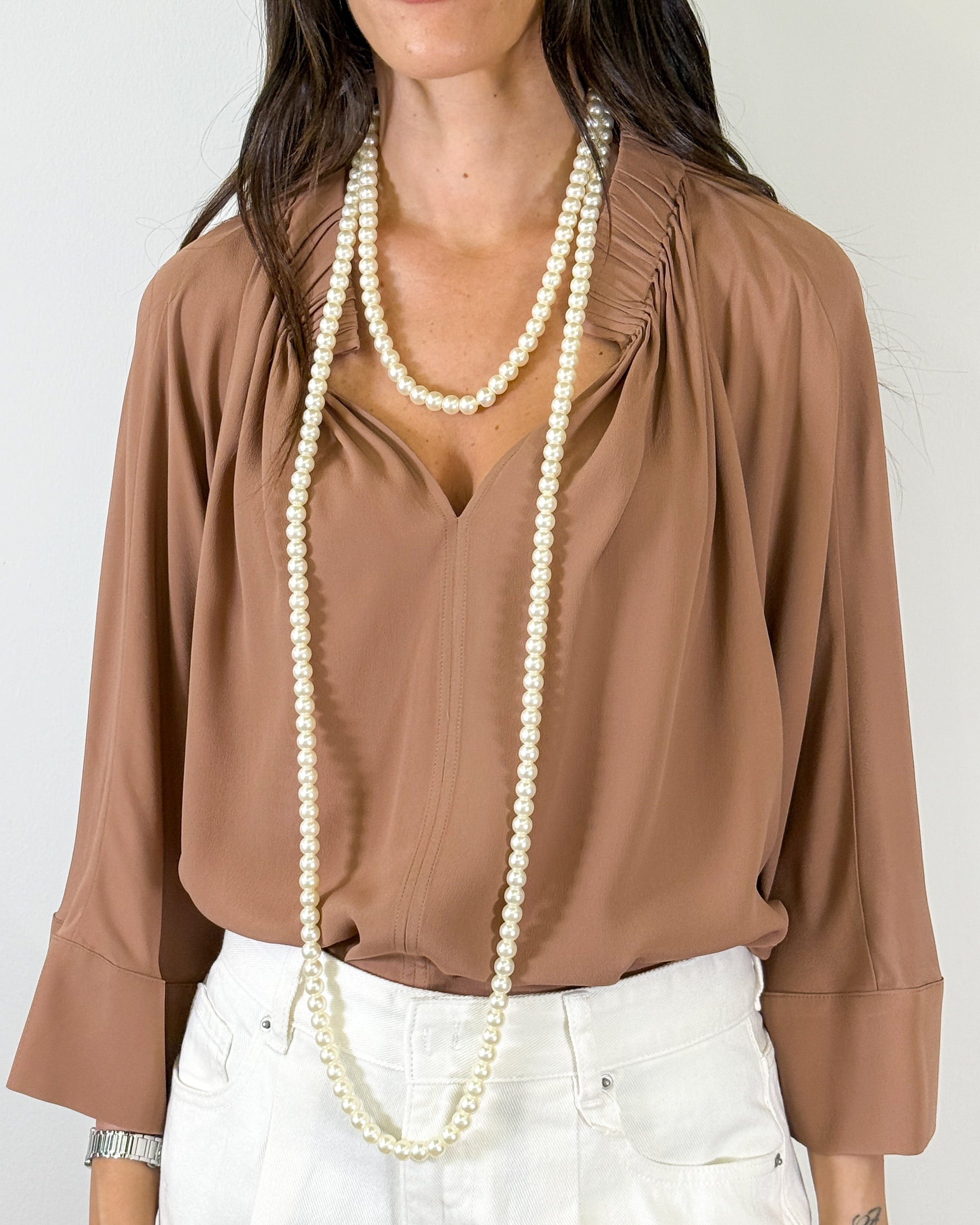Collana Lunga di Perle a Filo Unico - Avorio | MEIMEIJ