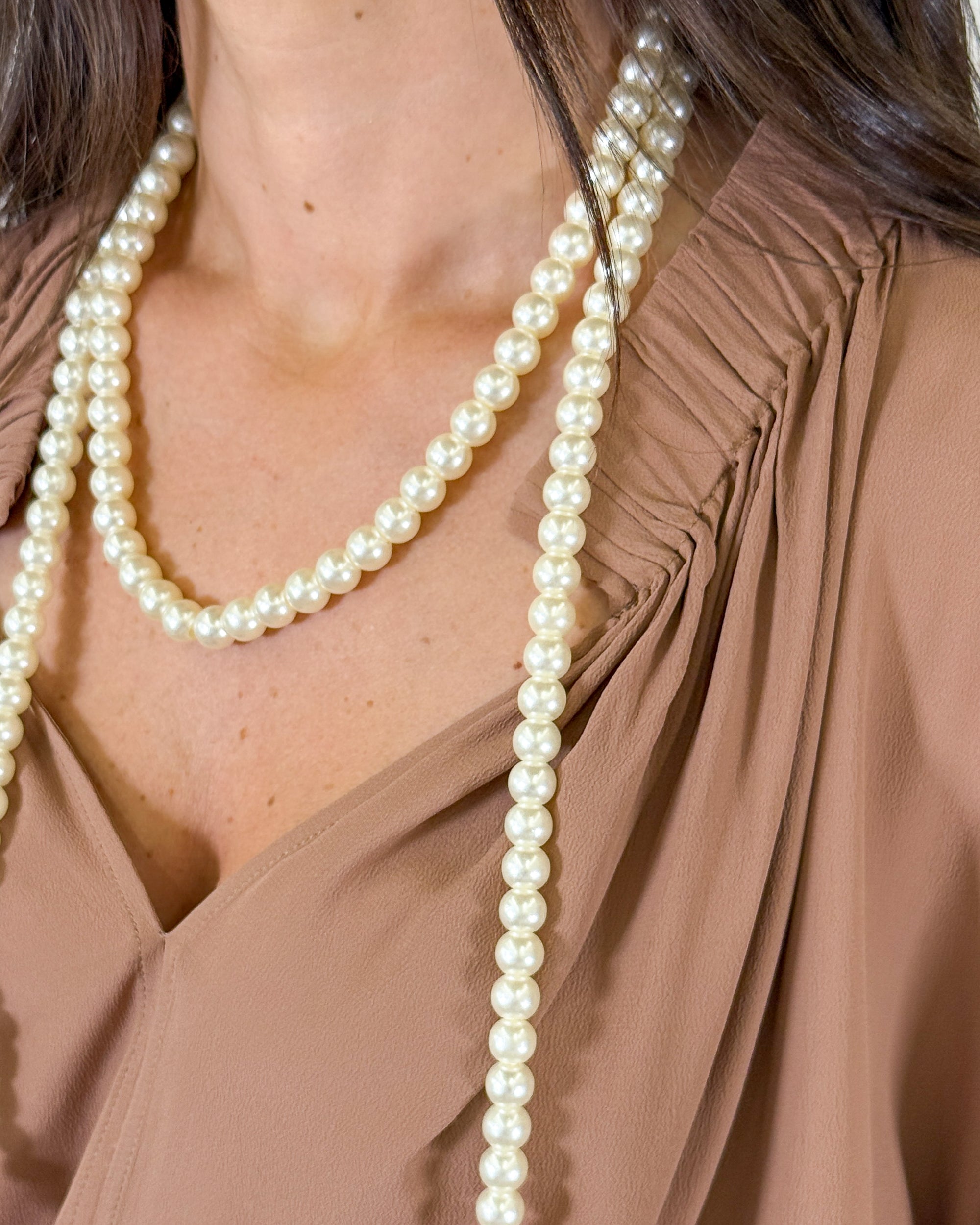 Collana Lunga di Perle a Filo Unico - Avorio | MEIMEIJ