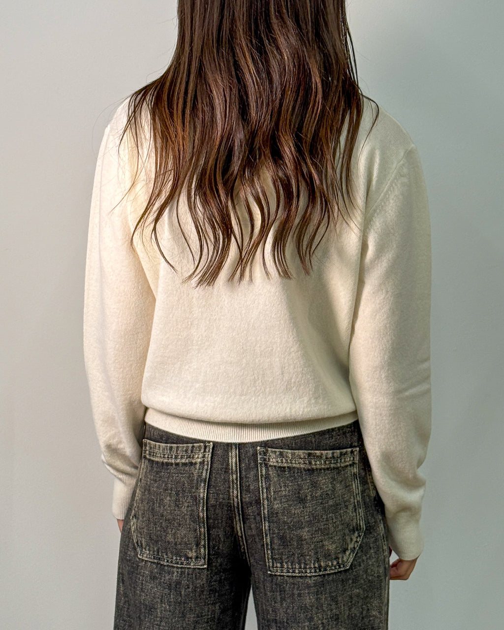 Cardigan in Lana Vergine e Cashmere con Sciarpa - Bianco Sugar