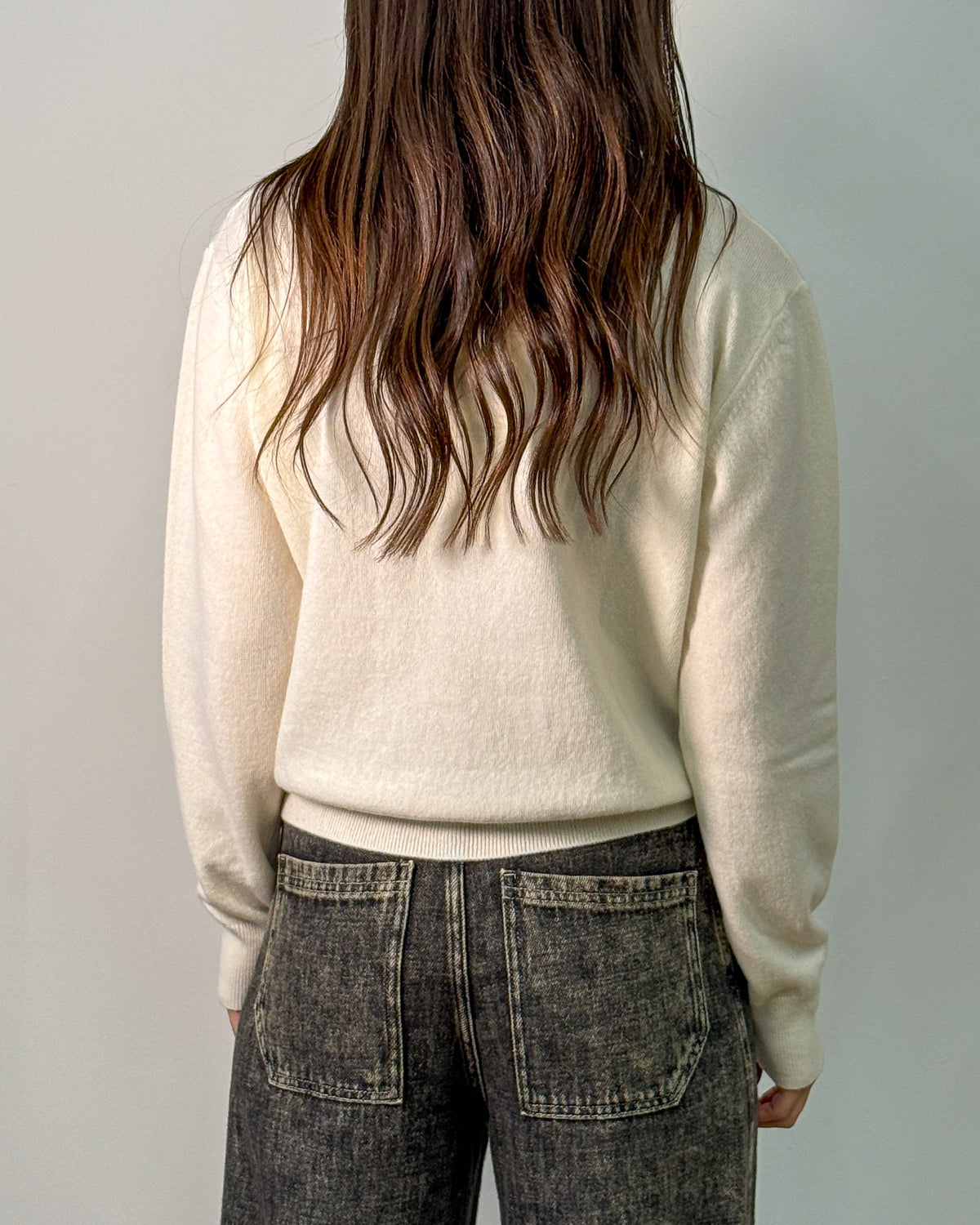 Cardigan in Lana Vergine e Cashmere con Sciarpa - Bianco Sugar