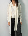 Cardigan in Lana Vergine e Cashmere con Sciarpa - Bianco Sugar
