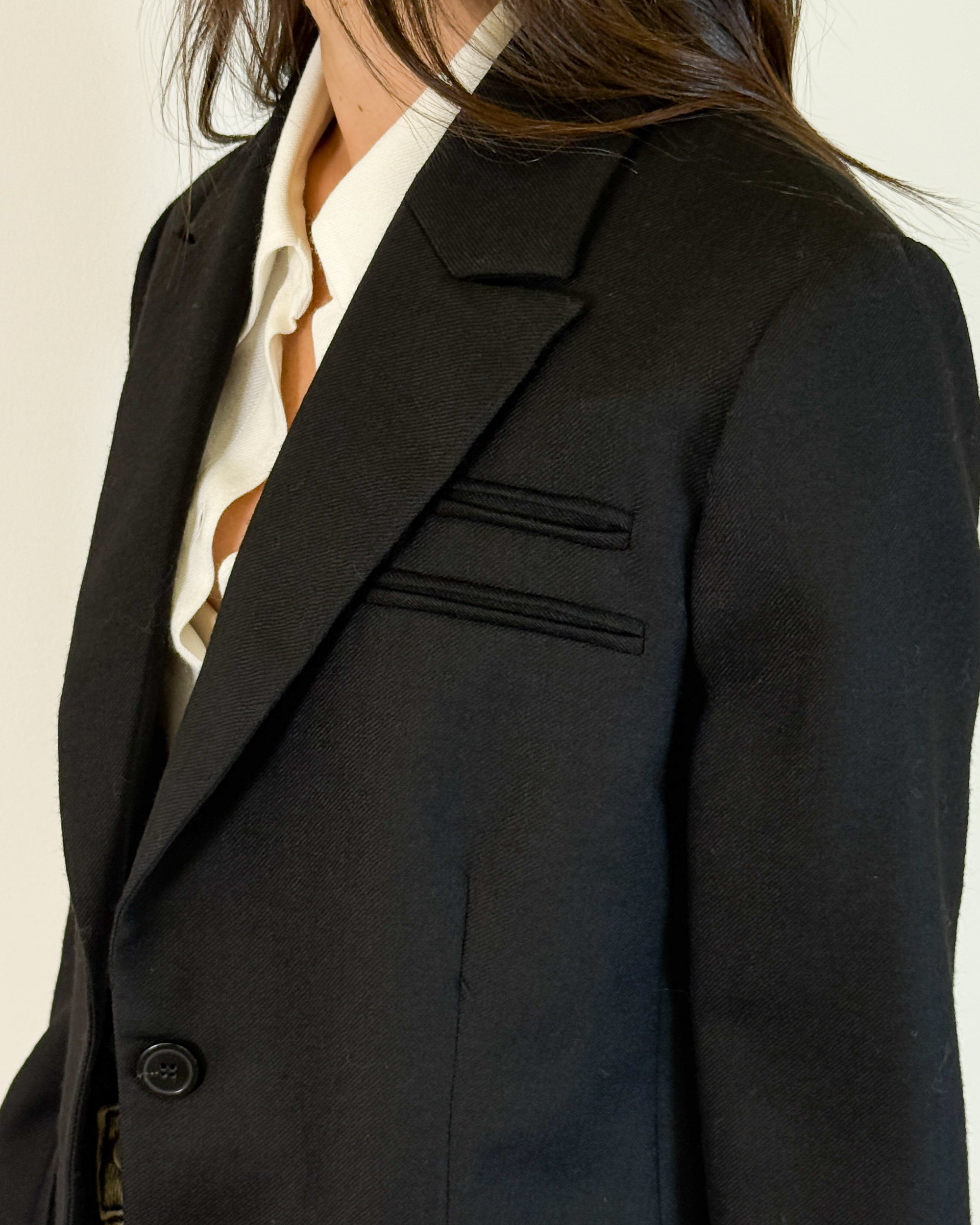 Blazer Sartoriale Monopetto in Pura Lana - Nero | Hanami D'Or