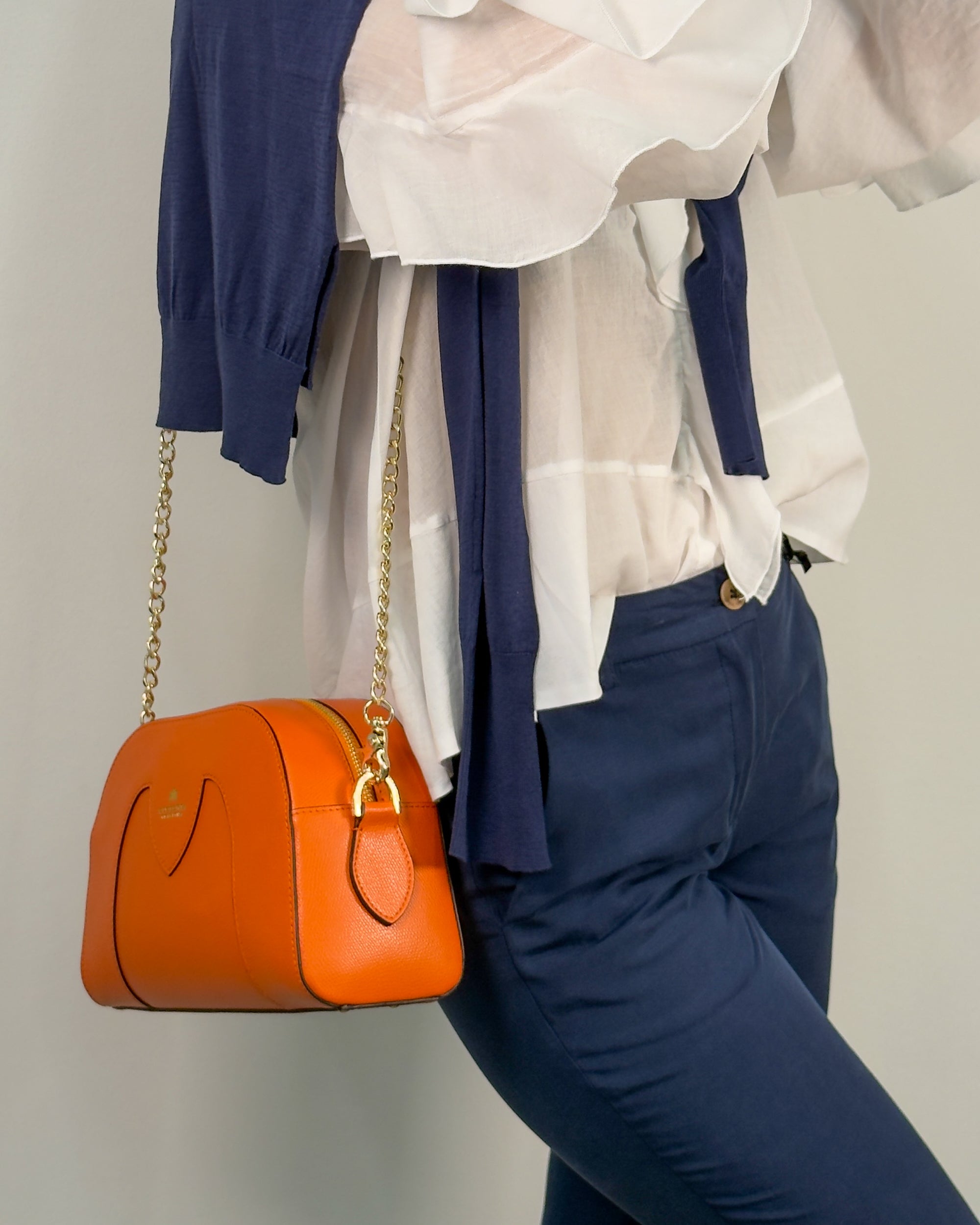 Borsa Astrid Camera Bag in Pelle Palmellata - Arancio - Gold Boutique