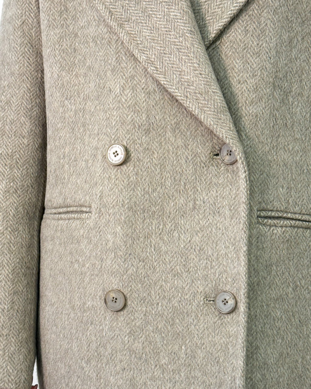 Cappotto Lungo Doppiopetto in Lana e Alpaca con Collo in Ecopelliccia - Oatmeal