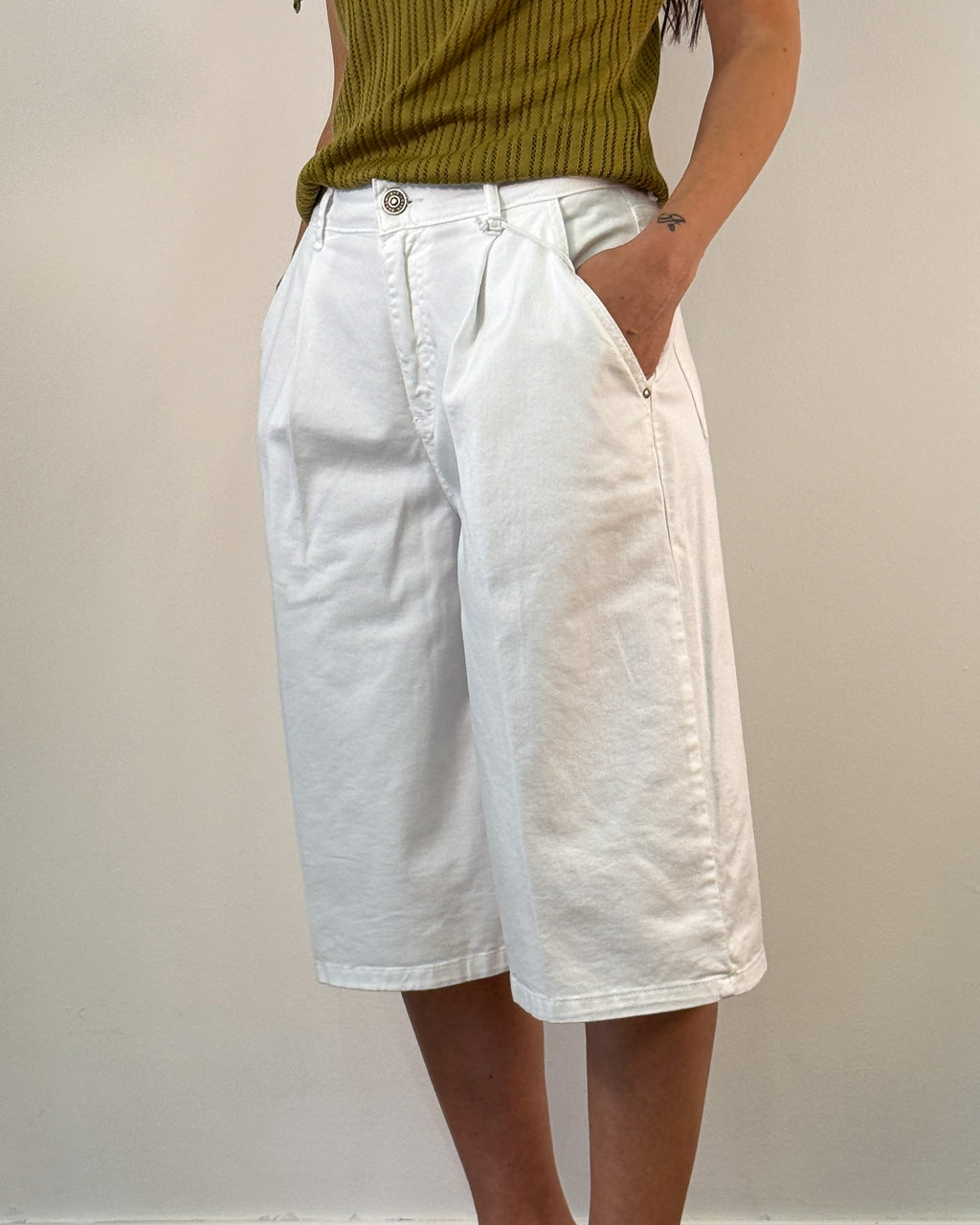 Bermuda Ampi in Cotone - Bianco