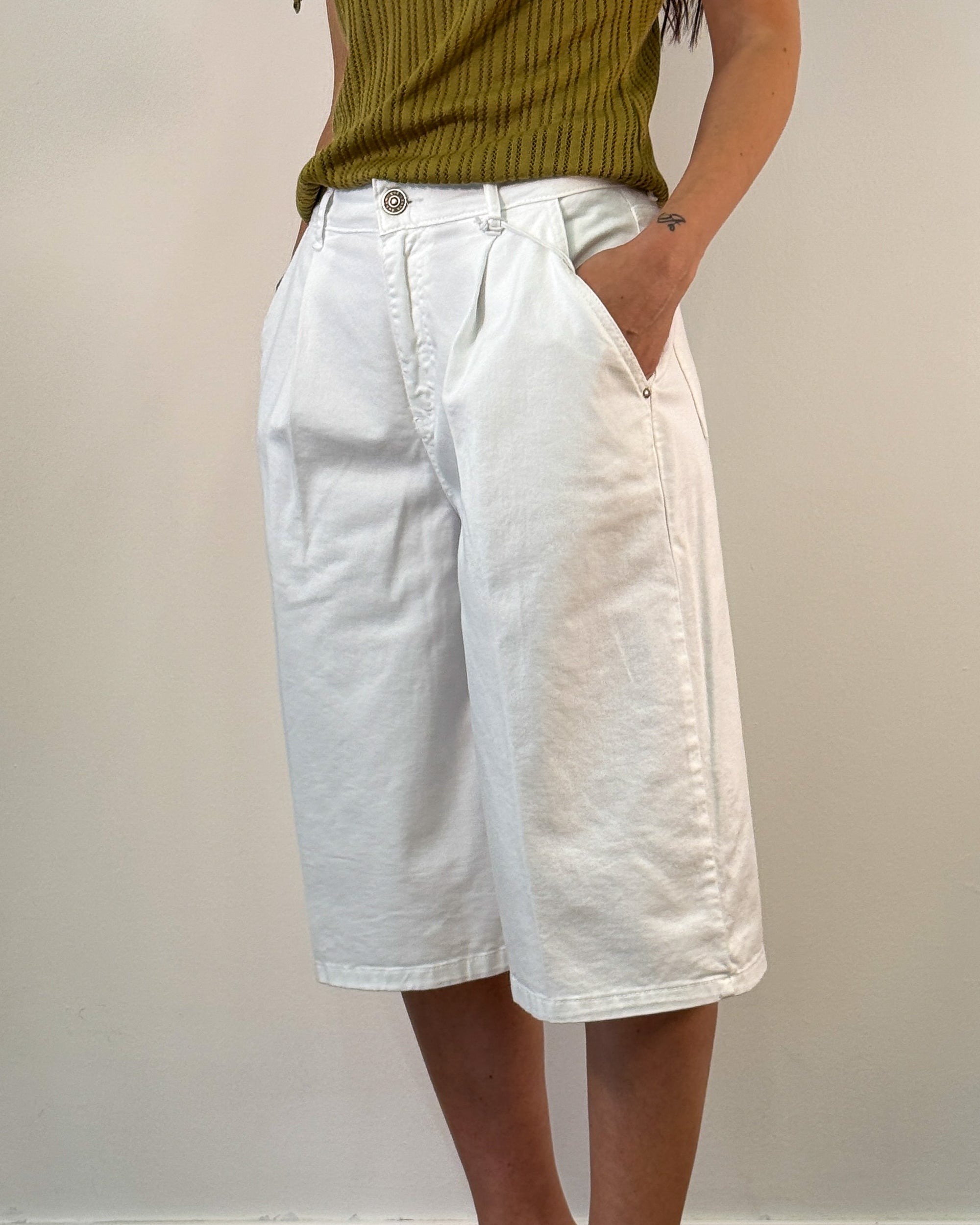 Bermuda Ampi in Cotone - Bianco