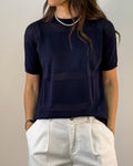 Maglia con Trasparenze a Righe - Blu
