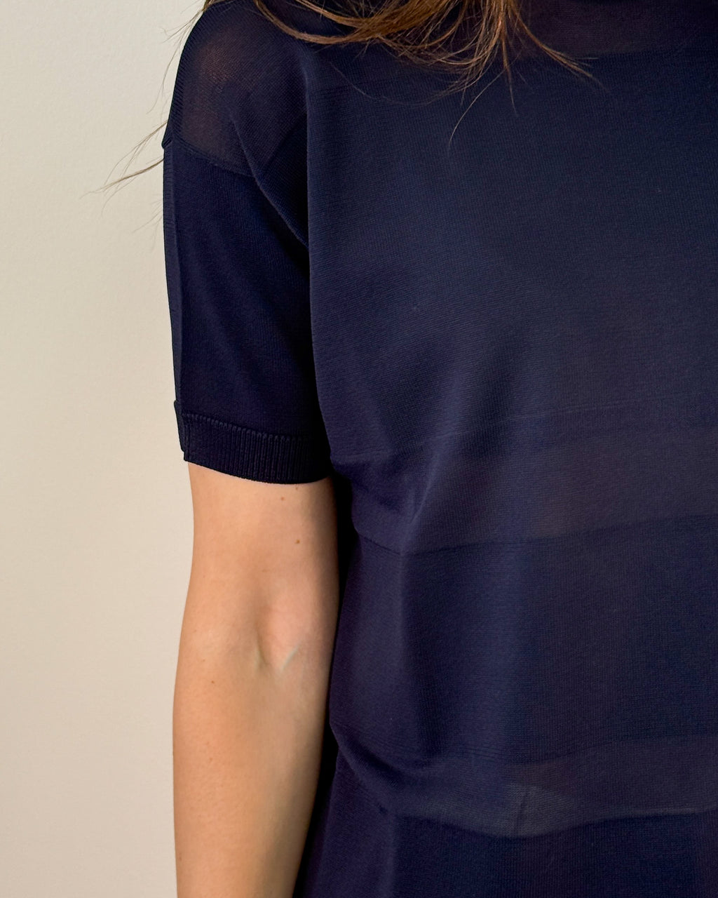 Maglia con Trasparenze a Righe - Blu