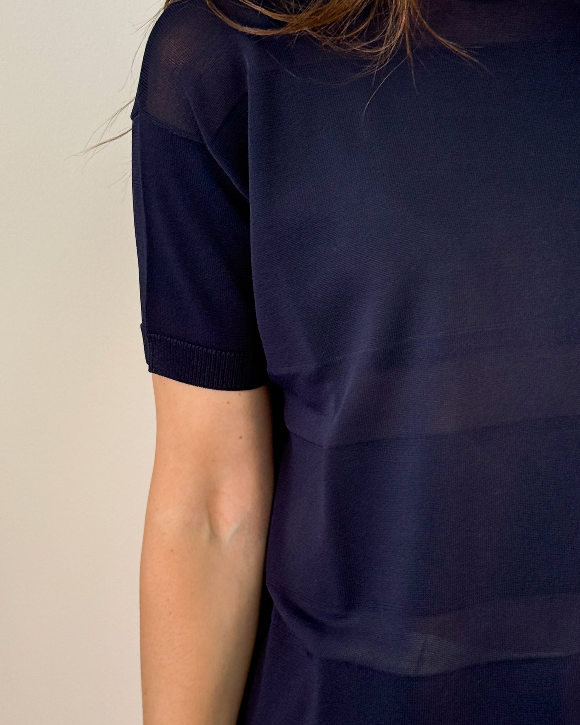 Maglia con Trasparenze a Righe - Blu