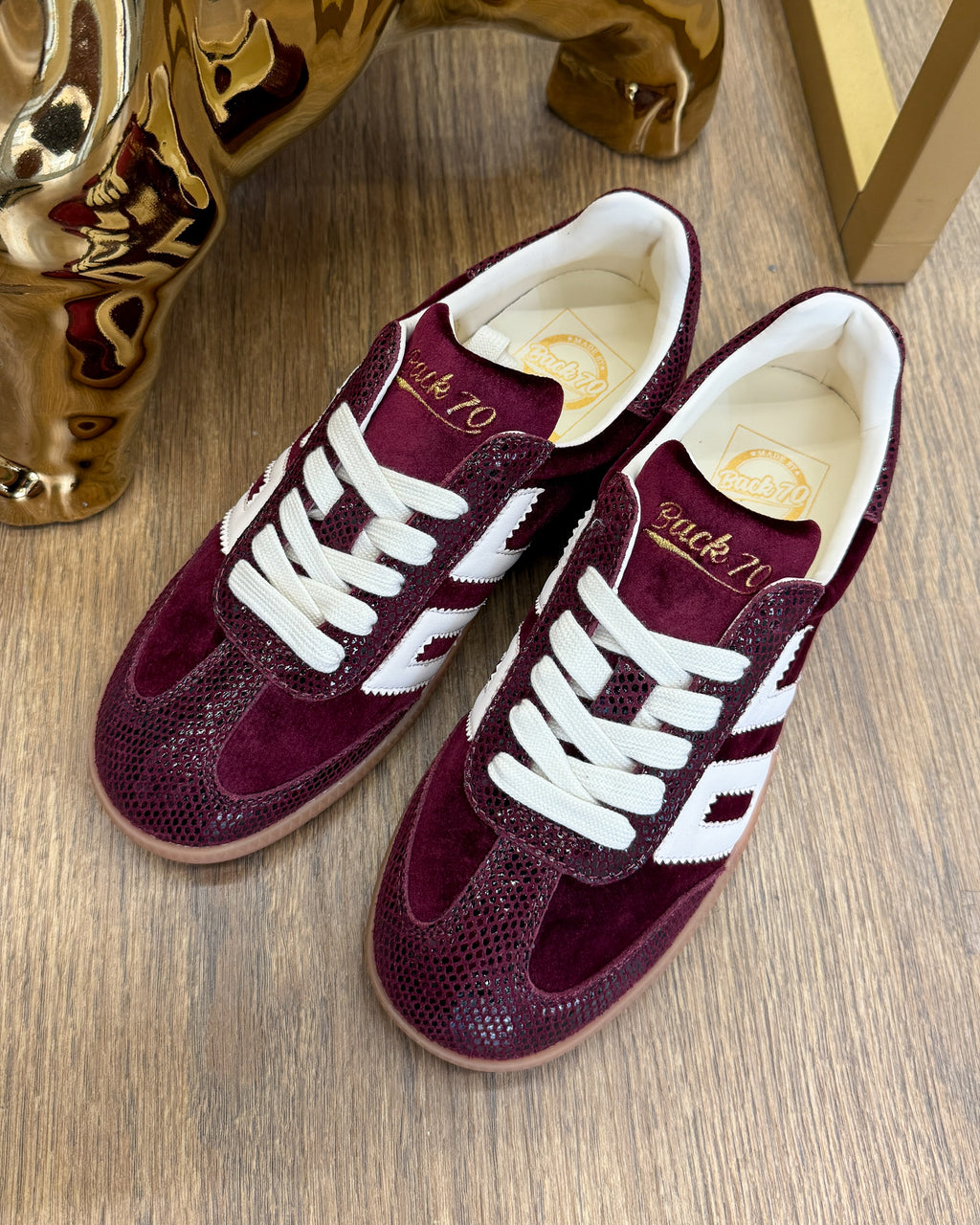 Sneaker Cloud in Velluto con Dettagli Pitonati - Velvet Wine Butter | BACK 70