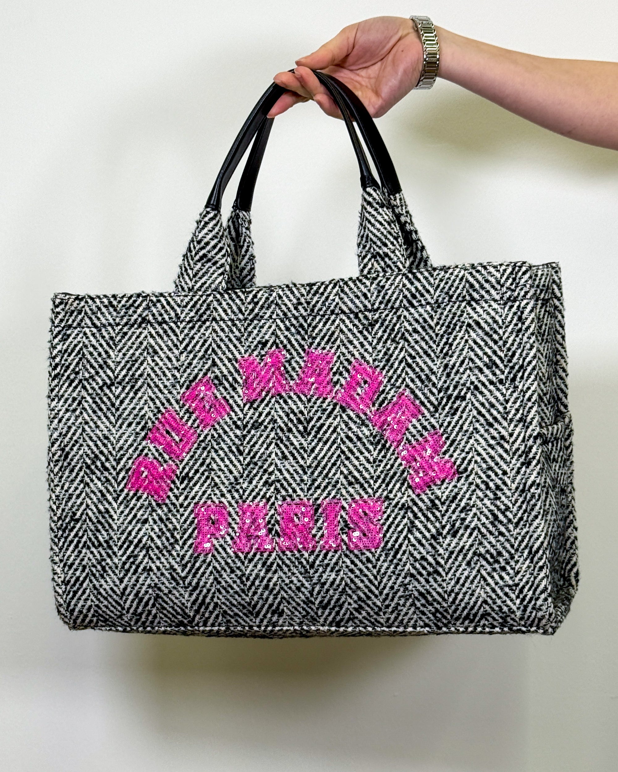 Borsa Tote Harvard T in Tessuto Spinato - Rue Madame Paris