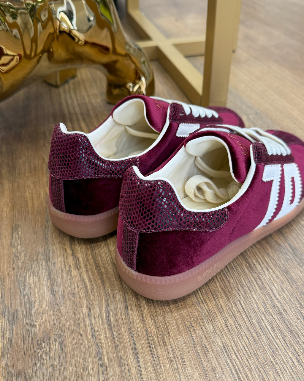 Sneaker Cloud in Velluto con Dettagli Pitonati - Velvet Wine Butter | BACK 70
