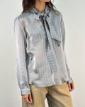 Blusa con Fiocco in Viscosa e Seta - Silver | HANAMI D'OR