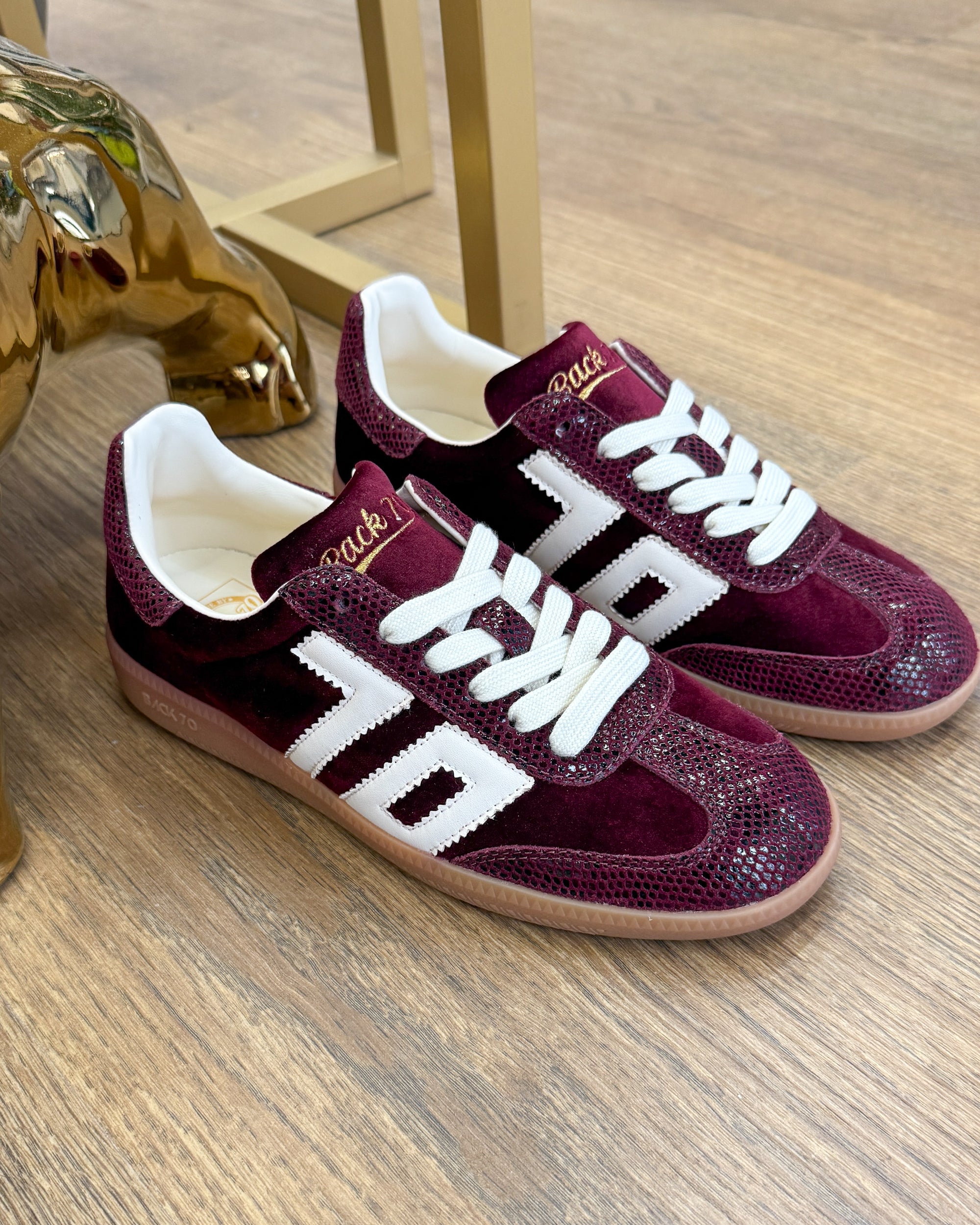 Sneaker Cloud in Velluto con Dettagli Pitonati - Velvet Wine Butter | BACK 70