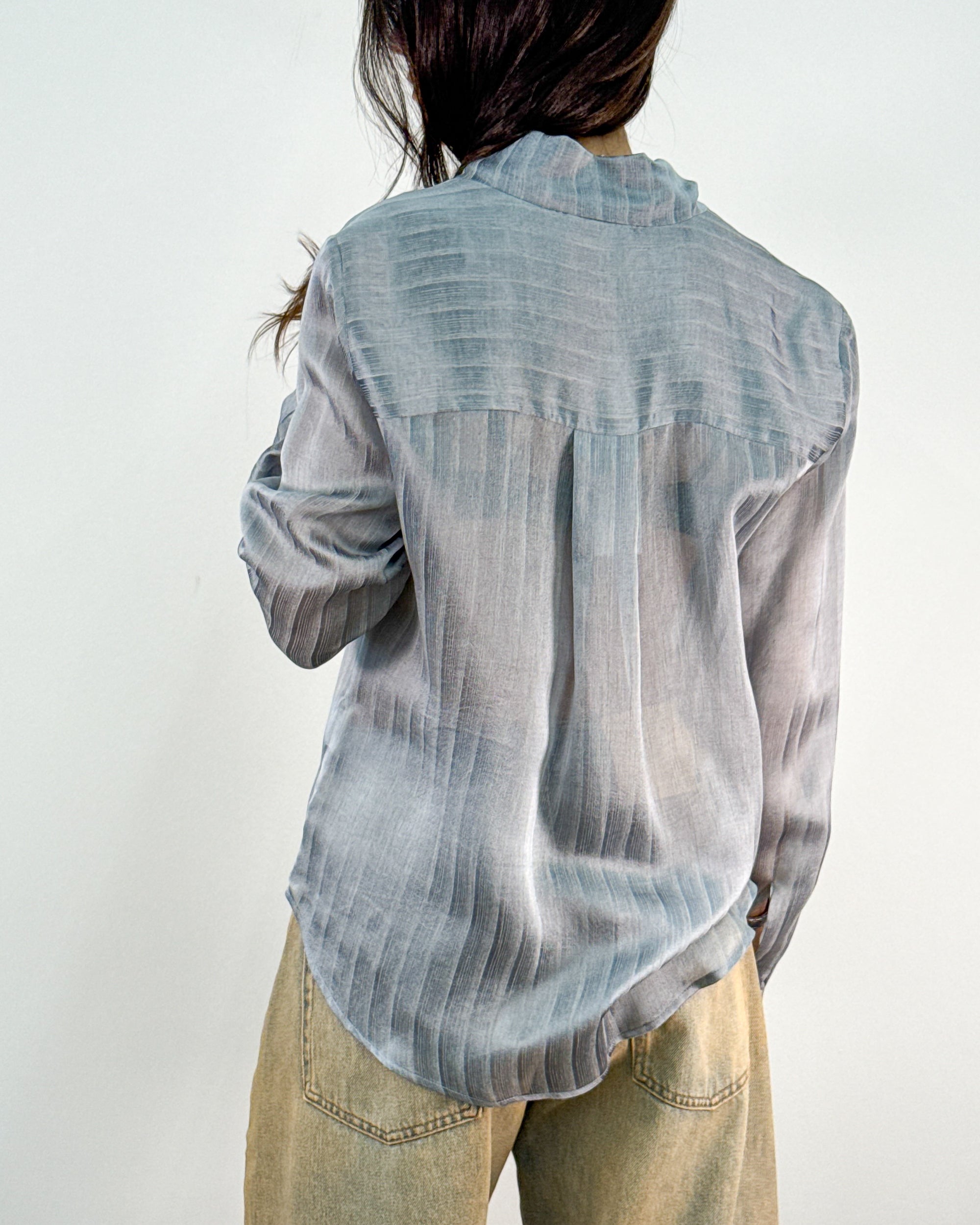 Blusa con Fiocco in Viscosa e Seta - Silver | HANAMI D'OR