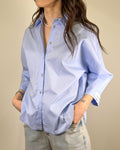 Camicia Oversize in Cotone con Patch - Azzurra