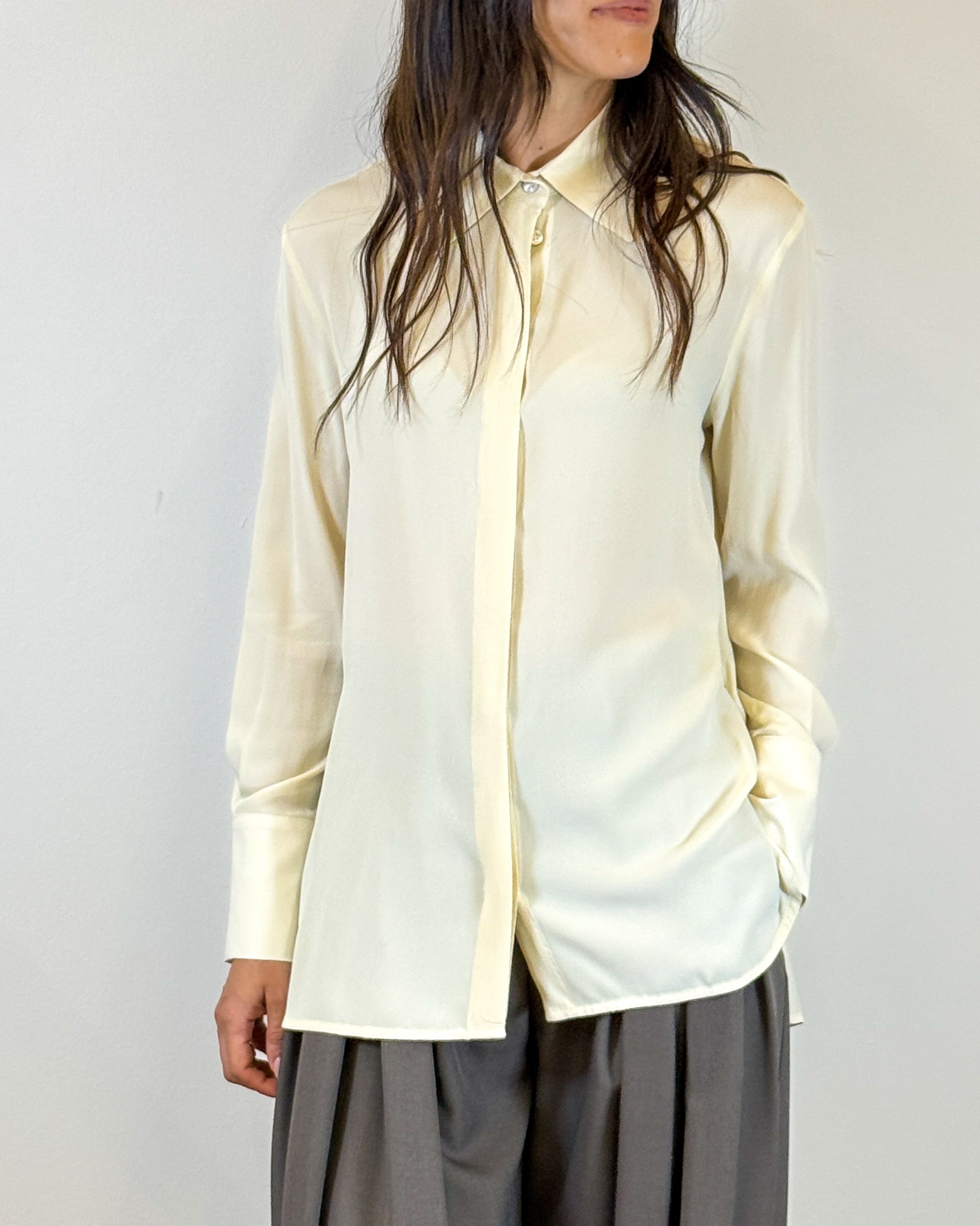 Camicia in misto Seta con Collo a Punta - Burro | MEIMEIJ