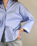 Camicia Oversize in Cotone con Patch - Azzurra