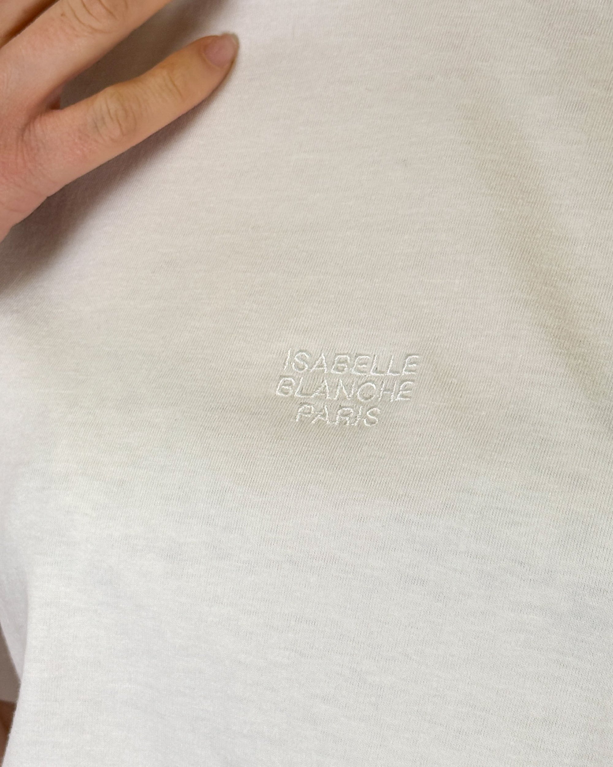 T-Shirt in Cotone con Logo Ricamato Tono su Tono - Bianco