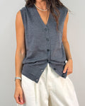 Gilet in Pura Lana con Bottoni - Grigio Antracite | MeimeiJ