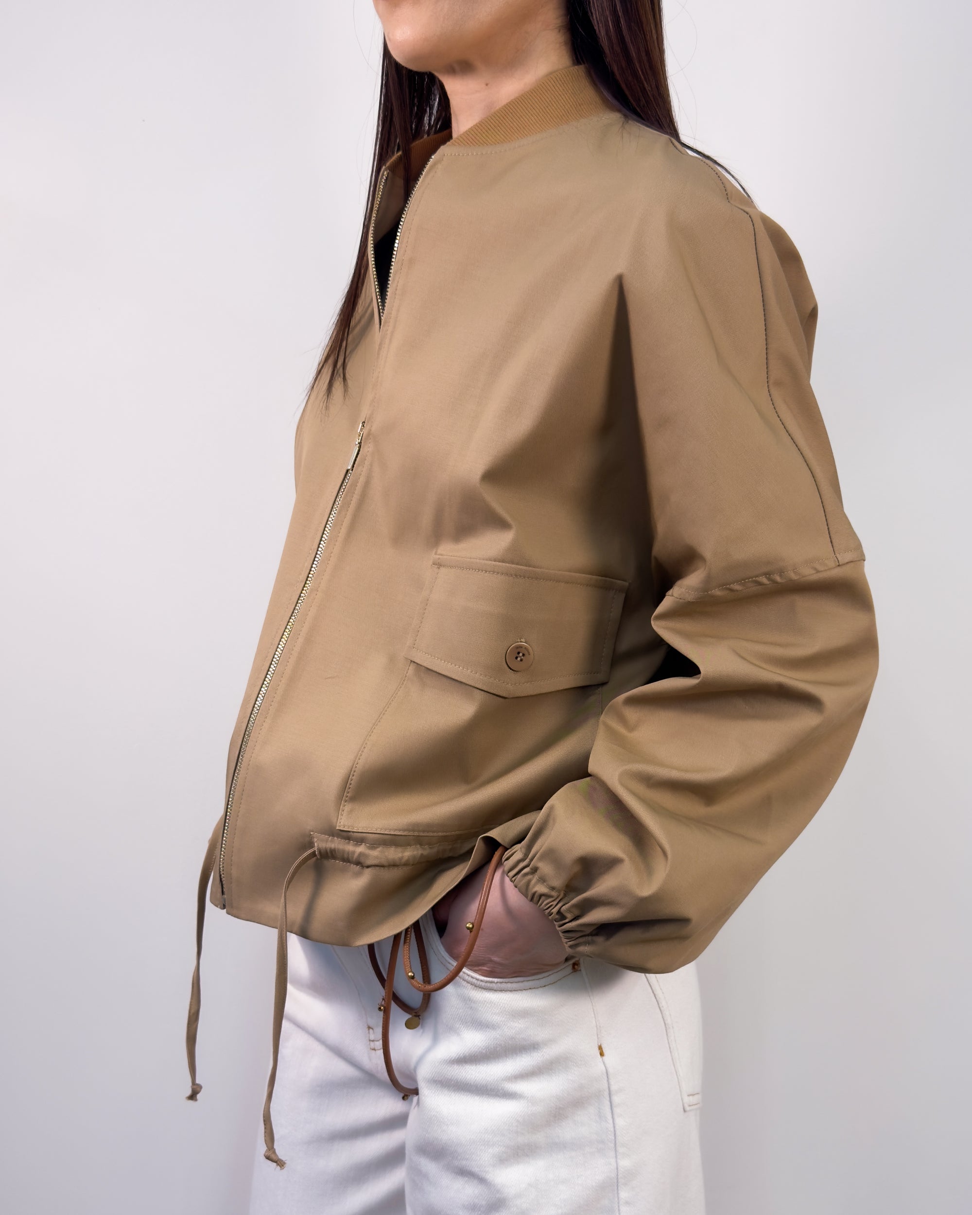 Trench Corto con Effetto Bomber in Cotone - Gold Boutique