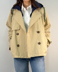 Trench Corto Doppiopetto con Cappuccio Staccabile - Beige