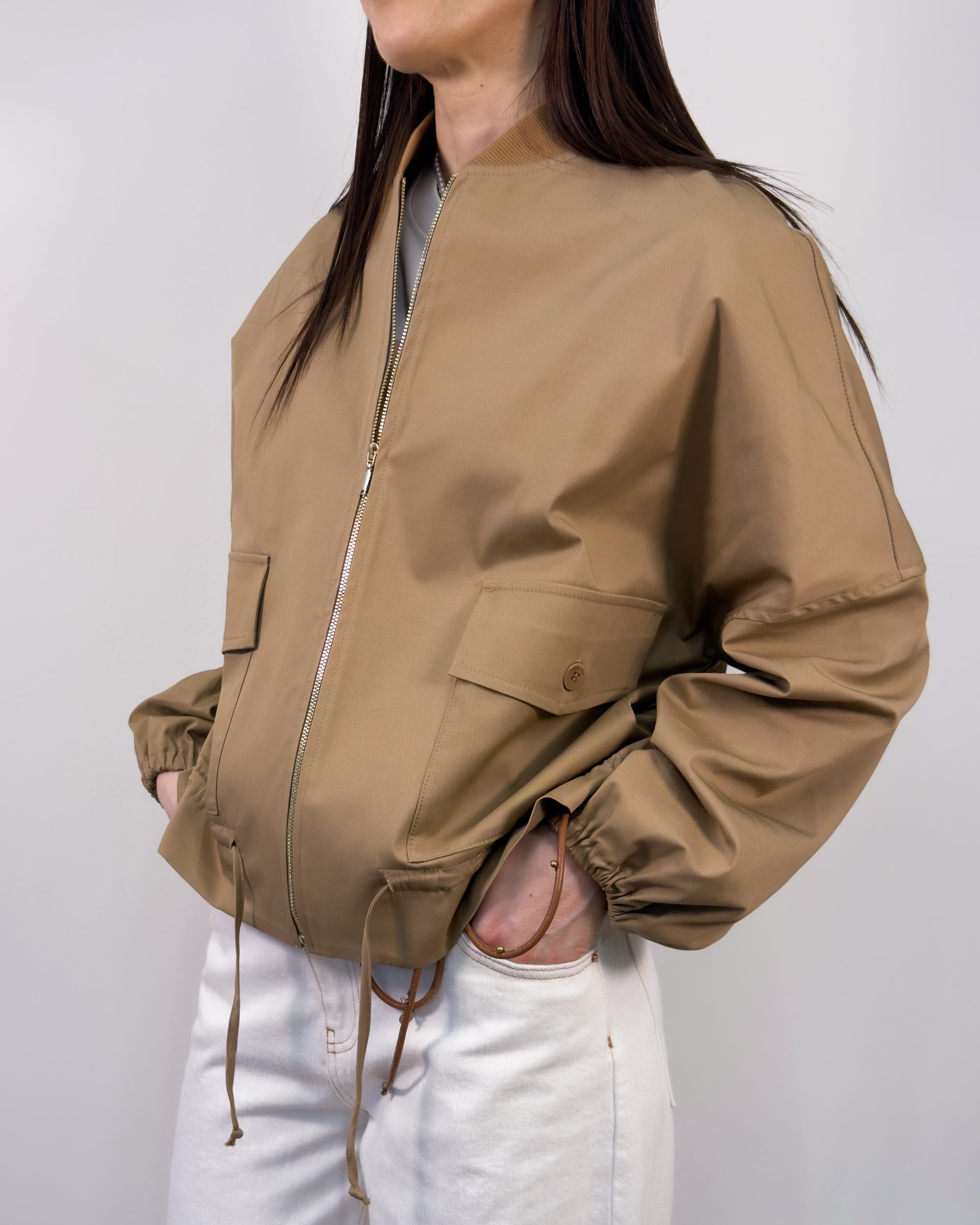 Trench Corto con Effetto Bomber in Cotone - Gold Boutique